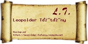 Leopolder Tétény névjegykártya